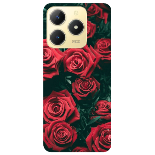 Realme C61 Red Roses Transparent Silicone TPU Θήκη
