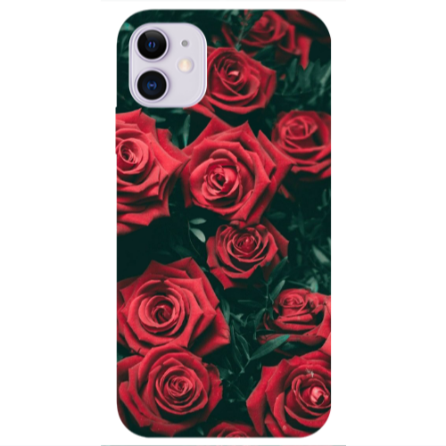 Apple iPhone 11  Red Roses Transparent Silicone TPU Θήκη