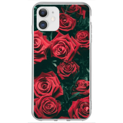 Apple iPhone 12 Red Roses Transparent Silicone TPU Θήκη