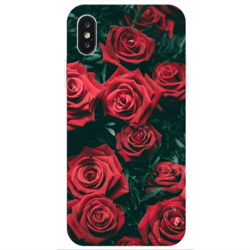 Apple iPhone X Red Roses Transparent Silicone TPU Θήκη
