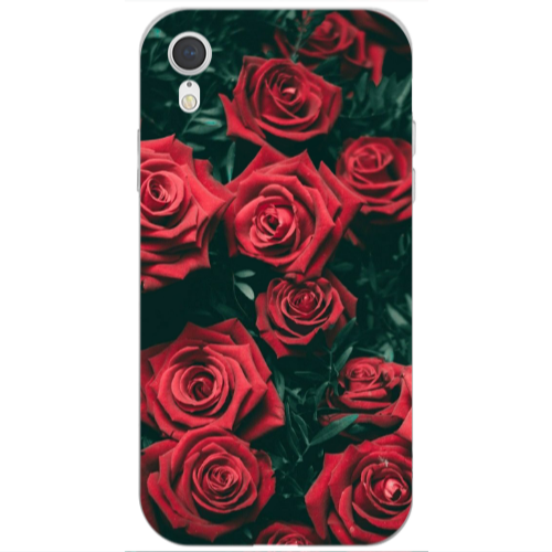 Apple iPhone Xr Red Roses Transparent Silicone TPU Θήκη
