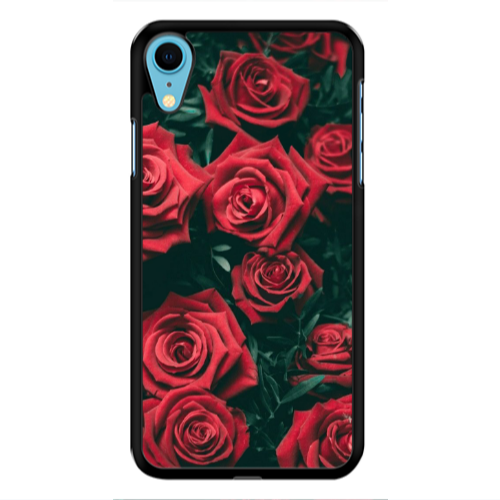 Apple iPhone Xr Red Roses Black Glossy Θήκη