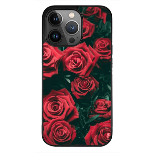 Apple iPhone 13 Pro Max Red Roses Black Glossy Θήκη