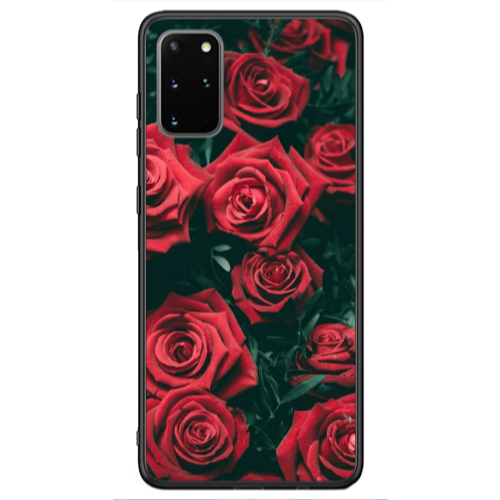 Samsung S20 Plus Red Roses Black Glossy Θήκη