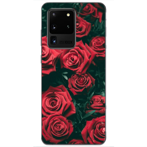 Samsung S20 Ultra Red Roses Transparent Silicone TPU Θήκη