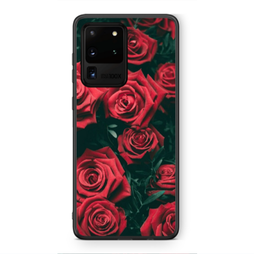 Samsung S20 Ultra Red Roses Black Glossy Θήκη