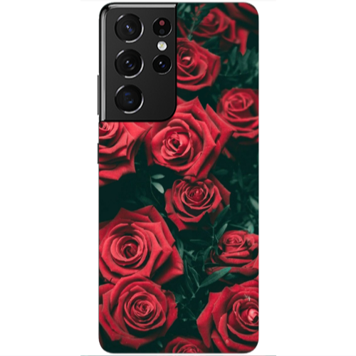 Samsung S21 Ultra Red Roses Transparent Silicone TPU Θήκη