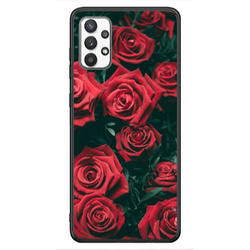 Samsung A13 4G Red Roses Black Glossy Θήκη