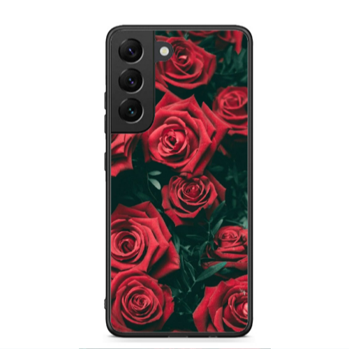 Samsung S22 Plus Red Roses Black Glossy Θήκη