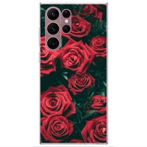 Samsung S22 Ultra Red Roses Transparent Silicone TPU Θήκη