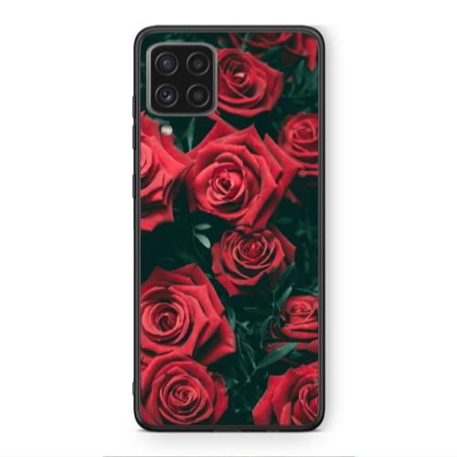 Samsung A22 4G Red Roses Black Glossy Θήκη