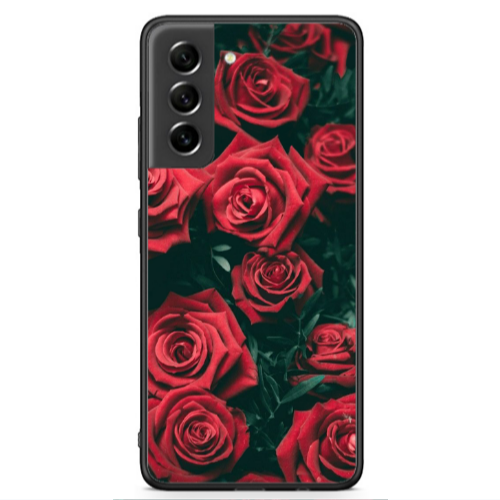 Samsung S21 FE Red Roses Black Glossy Θήκη