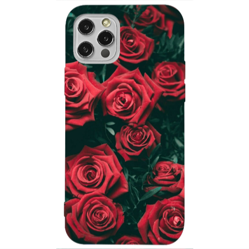 Apple iPhone 12 Pro Red Roses Transparent Silicone TPU Θήκη
