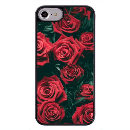 Apple iPhone 7 Red Roses Black Glossy Θήκη