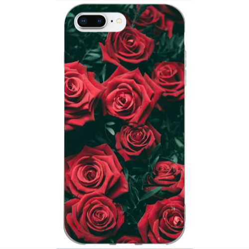 Apple iPhone 7 Plus Red Roses Transparent Silicone TPU Θήκη
