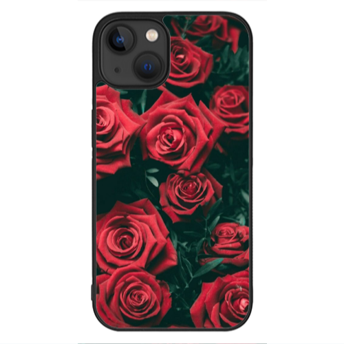 Apple iPhone 13 Mini Red Roses Black Glossy Θήκη