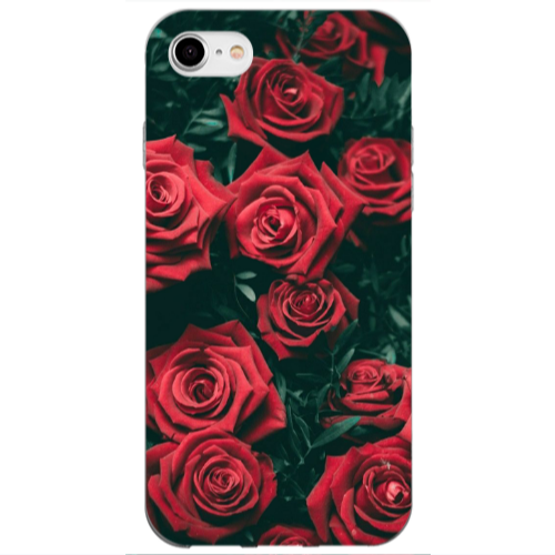 Apple iPhone SE 2020 Red Roses Transparent Silicone TPU Θήκη