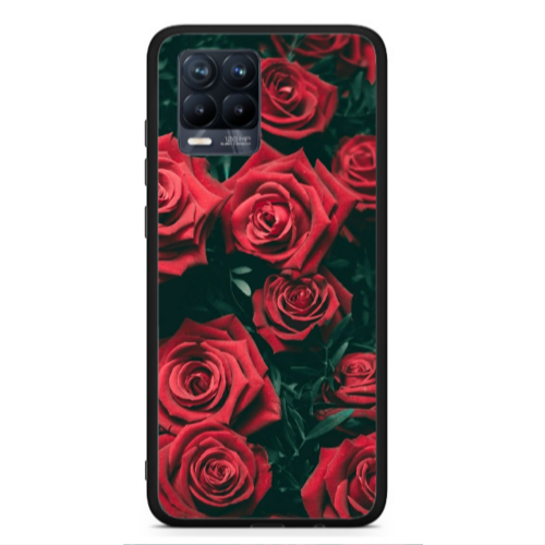 Realme 8  Red Roses Black Glossy Θήκη