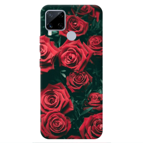 Realme C25S Red Roses Transparent Silicone TPU Θήκη