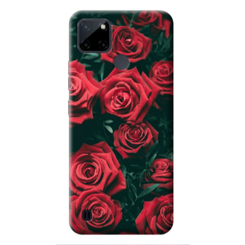 Realme C25Y Red Roses Transparent Silicone TPU Θήκη