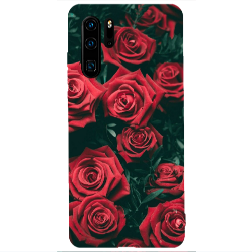 Huawei P30 Pro Red Roses Transparent Silicone TPU Θήκη