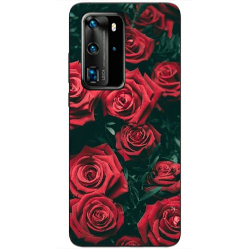 Huawei P40 Pro Red Roses Transparent Silicone TPU Θήκη