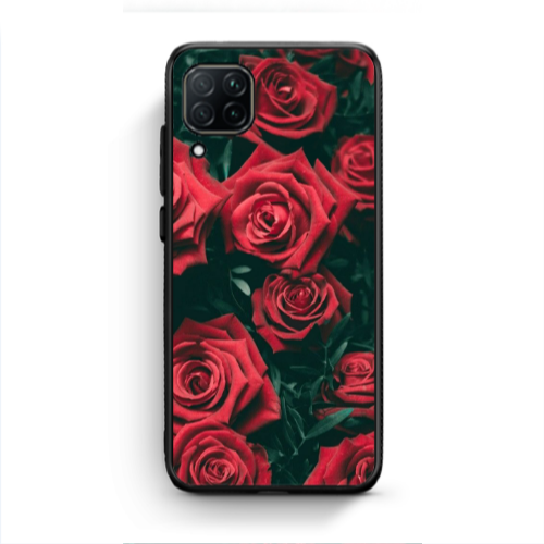 Huawei P40 Lite Red Roses Black Glossy Θήκη