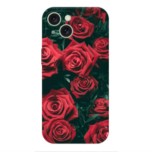 Apple iPhone 15 Plus Red Roses Transparent Silicone TPU Θήκη