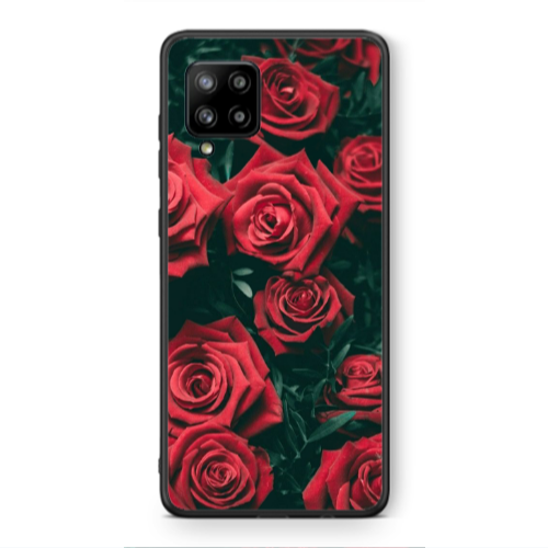 Samsung A42 5G Red Roses Black Glossy Θήκη