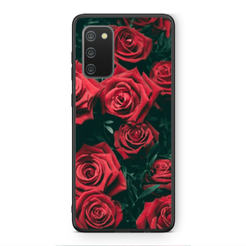 Samsung A02s Red Roses Black Glossy Θήκη