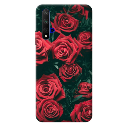 Huawei Nova 5 T Red Roses Transparent Silicone TPU Θήκη