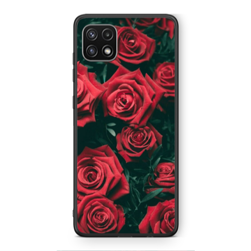 Samsung A22 5G Red Roses Black Glossy Θήκη
