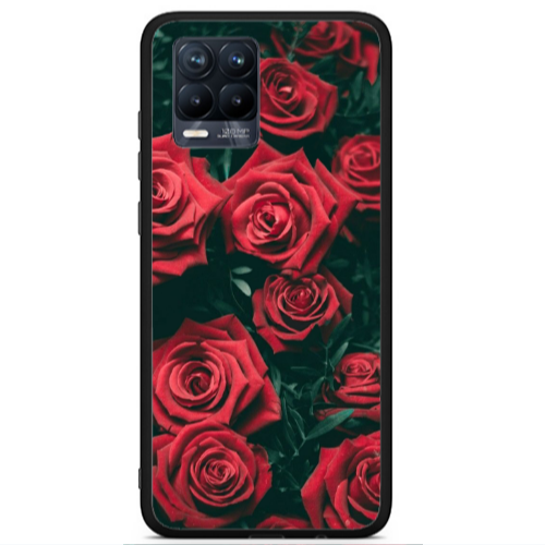 Realme 8 i Red Roses Black Glossy Θήκη