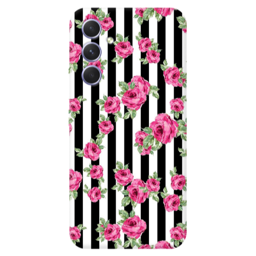 Samsung A56 Roses and black line Transparent Silicone TPU Θήκη