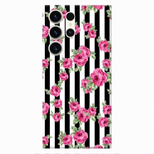 Samsung S25 Ultra Roses and black line Transparent Silicone TPU Θήκη