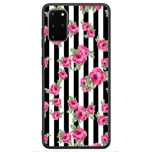 Samsung S20 Roses and black line Black Glossy Θήκη
