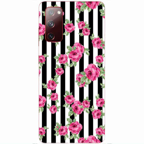 Samsung S20 FE Roses and black line Transparent Silicone TPU Θήκη