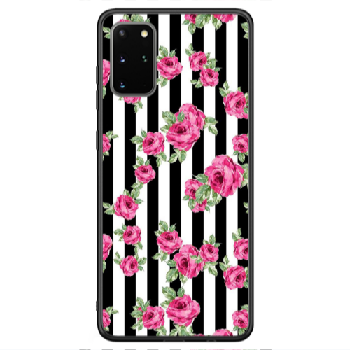 Samsung S20 FE Roses and black line Black Glossy Θήκη
