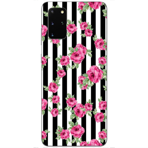 Samsung S20 Plus Roses and black line Transparent Silicone TPU Θήκη