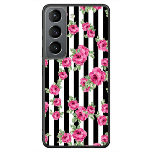 Samsung S21 Ultra Roses and black line Black Glossy Θήκη
