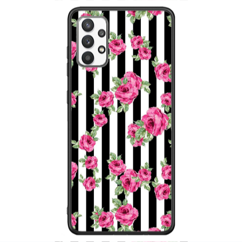 Samsung A13 4G Roses and black line Black Glossy Θήκη