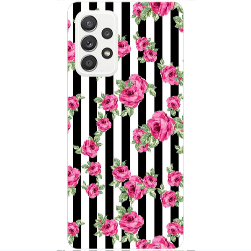 Samsung A53 Roses and black line Transparent Silicone TPU Θήκη