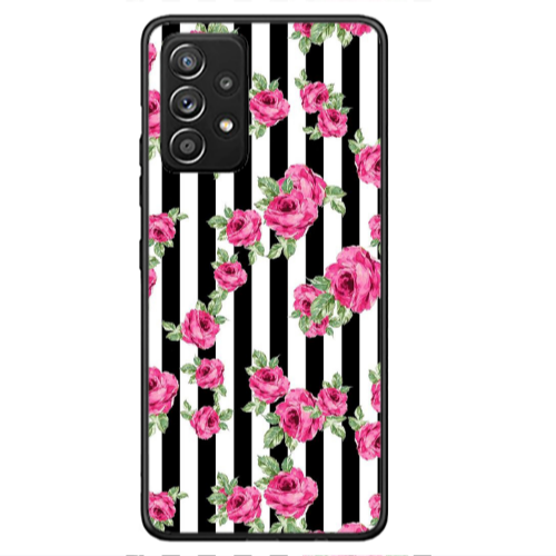 Samsung A53 Roses and black line Black Glossy Θήκη