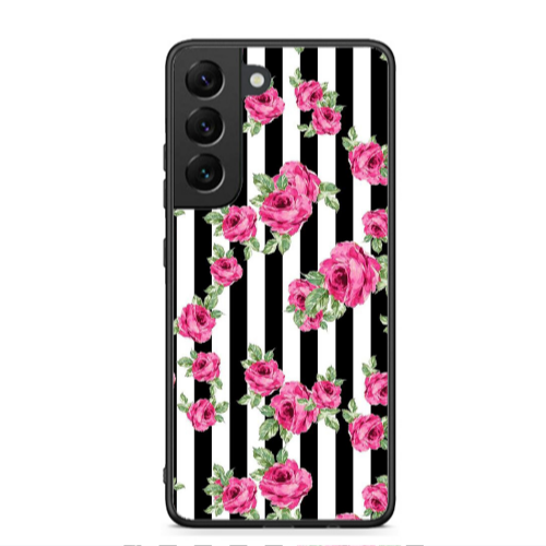 Samsung S22 Roses and black line Black Glossy Θήκη
