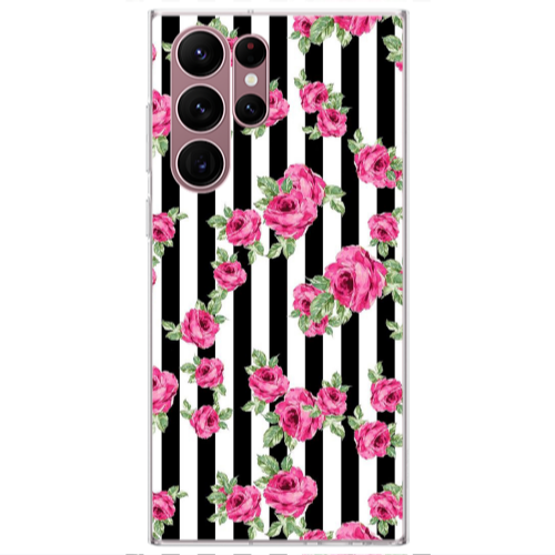 Samsung S22 Ultra Roses and black line Transparent Silicone TPU Θήκη