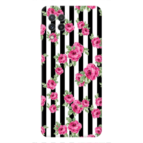 Samsung A22 4G Roses and black line Transparent Silicone TPU Θήκη