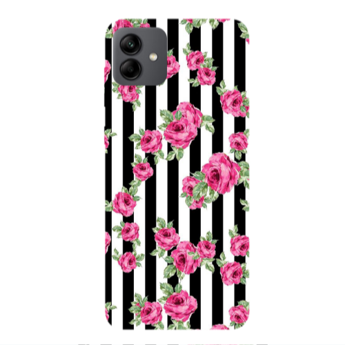 Samsung A04 Roses and black line Transparent Silicone TPU Θήκη