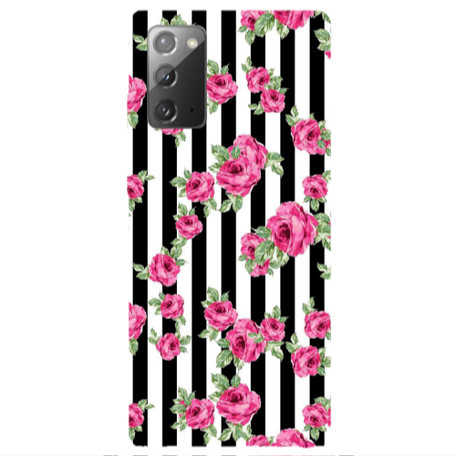 Samsung Note 20 Roses and black line Transparent Silicone TPU Θήκη
