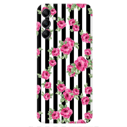 Samsung A24 Roses and black line Transparent Silicone TPU Θήκη
