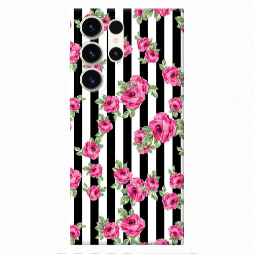 Samsung S23 Ultra Roses and black line Transparent Silicone TPU Θήκη